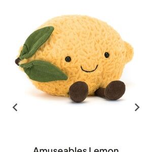Jellycat Yellow Small Plush Lemon with Green Leaves and Brown Feet